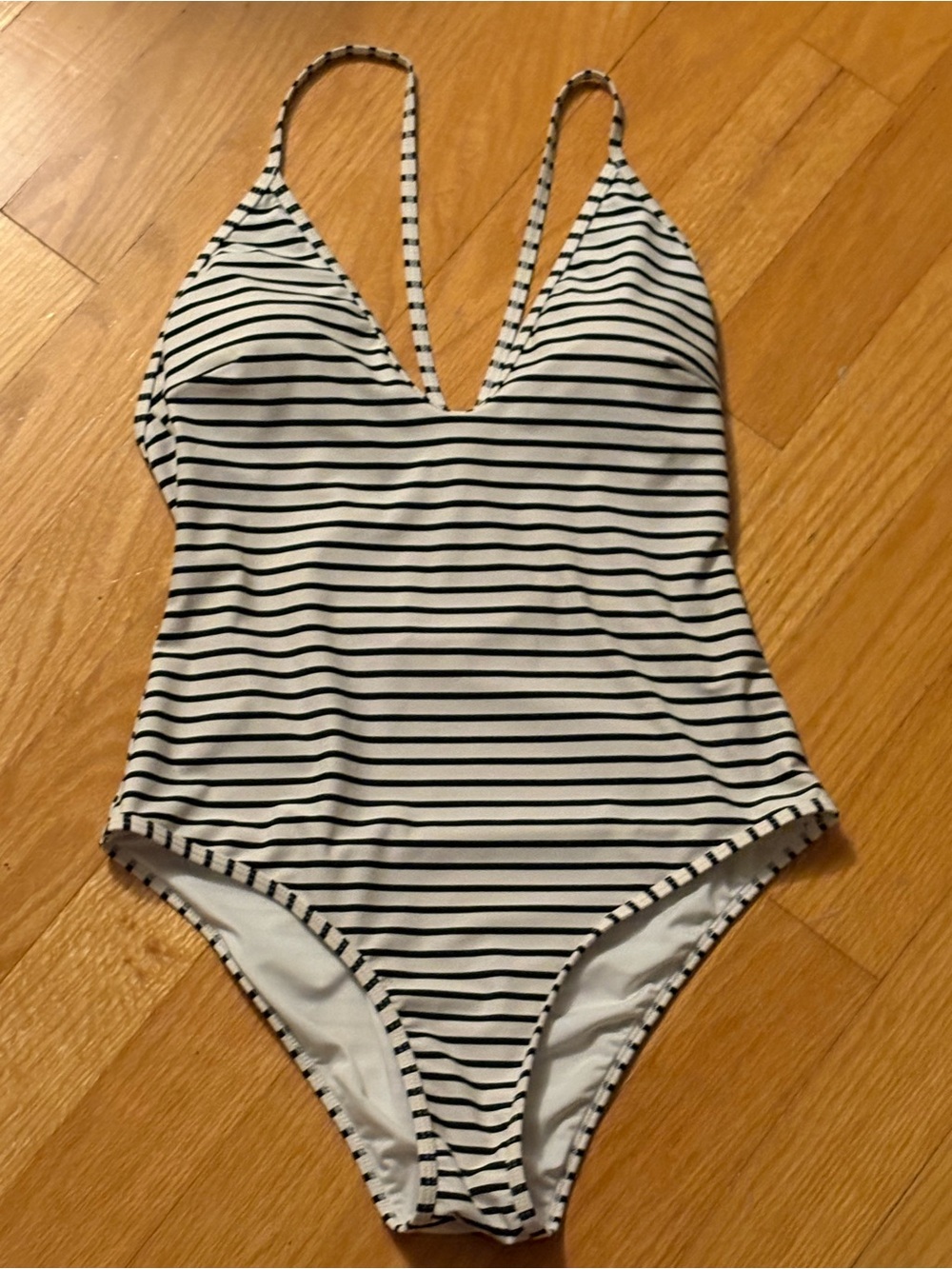Striped Black & White One-Piece Swimsuit for Kids